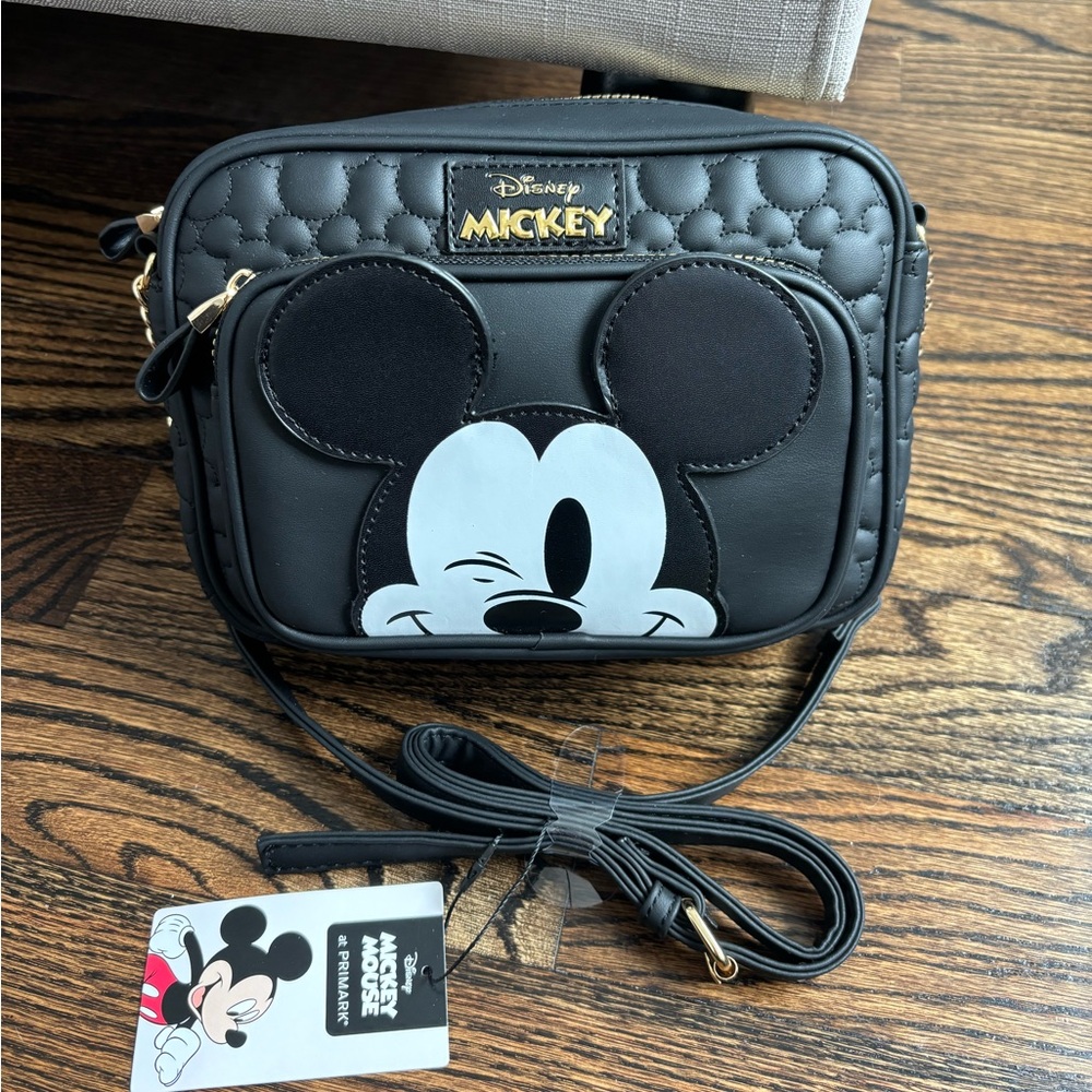 Disney Black Mickey Mouse Crossbody Bag with Gold Hardware NWT Primark